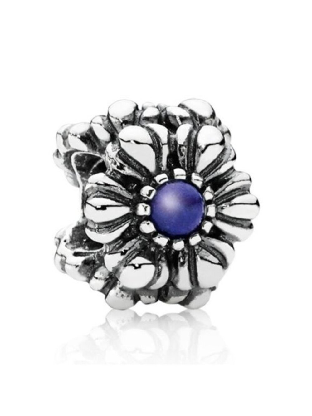 Pandora  Sterling Silver September Birthday Blooms Bead w/ Lapis - 790580LP